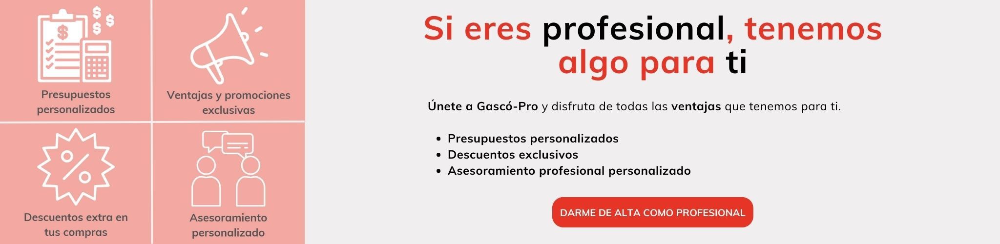 Descuentos exclusivos para profesionales
