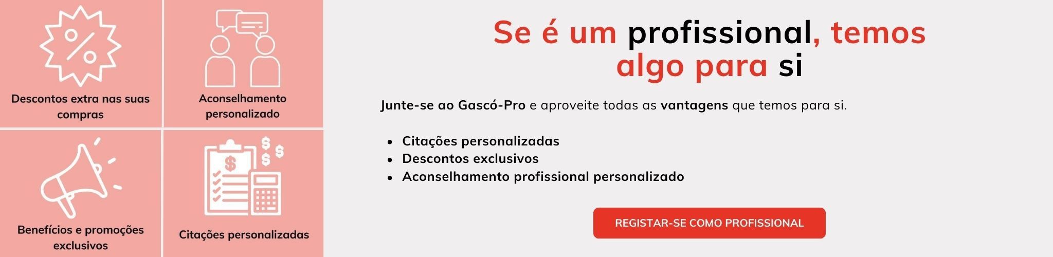 Descontos exclusivos para profissionais