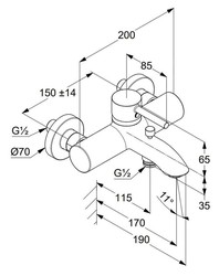 Grifo cromado de pared para bañera Kludi Bozz