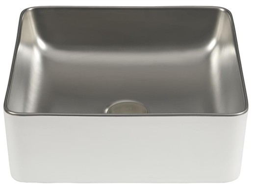 Lavabo Savannah White&Silver 36.5x36.5x13