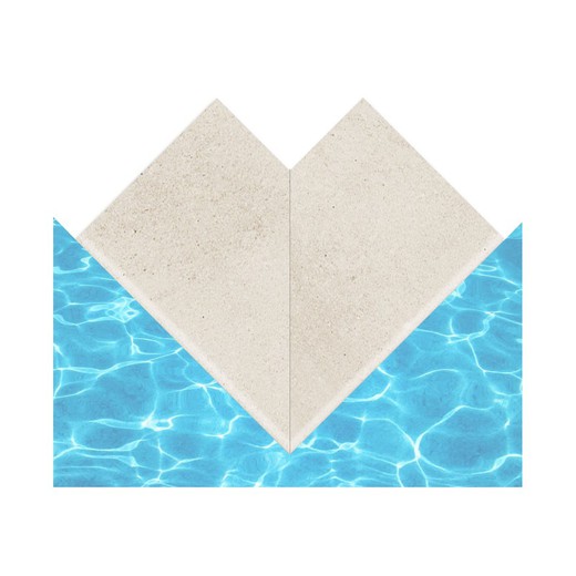 Solução para piscina de canto exterior Creta Stromboli Creme 33x50 cm