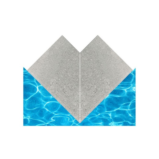 Solution piscine d'angle extérieure Creta Stromboli Argent 33x50 cm