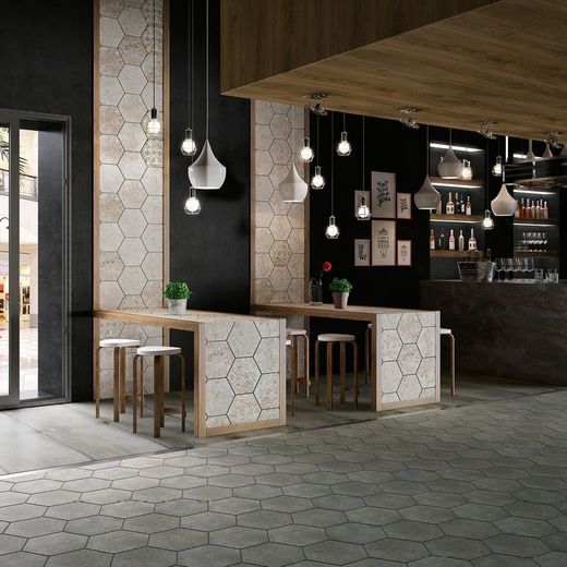 Tapis Sable Hexagone 25x29