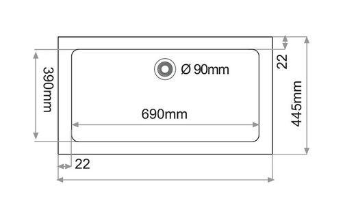 Pia retangular Ares Carvão brilhante