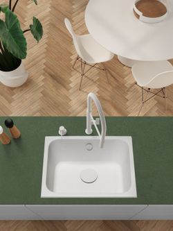 Pia retangular Horus branco brilhante