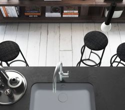 Pia retangular Suria cinza seda