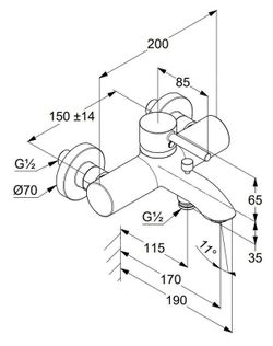 Grifo cromado de pared para bañera Kludi Bozz