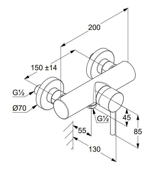 Robinet de douche mural Bozz