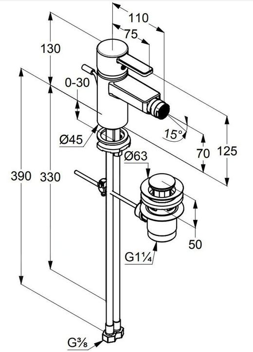 Torneira monocomando para bidê Zenta