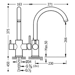 Robinet de cuisine à double poignée