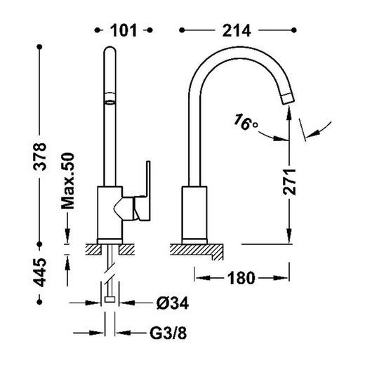 Robinet de cuisine à levier unique 21644020