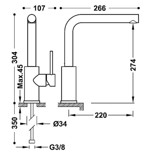 Robinet de cuisine à poignée unique