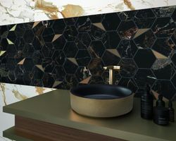 Lavabo Glam Noir&Or 38x38x11