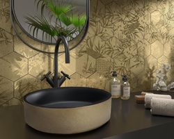 Lavabo Glam Noir&Or 38x38x11