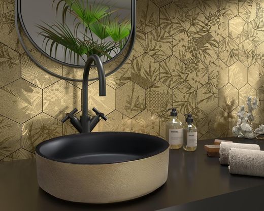 Lavabo Glam Noir&Or 38x38x11