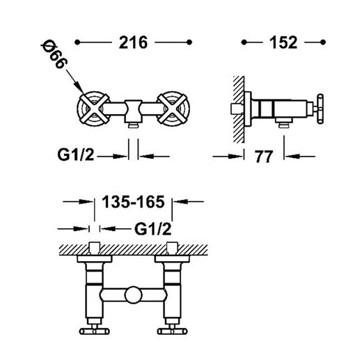 MONTBLANC Robinet de douche mural à deux poignées